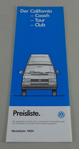 Price list campervan - t4,