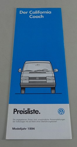 Price list campervan - t4,