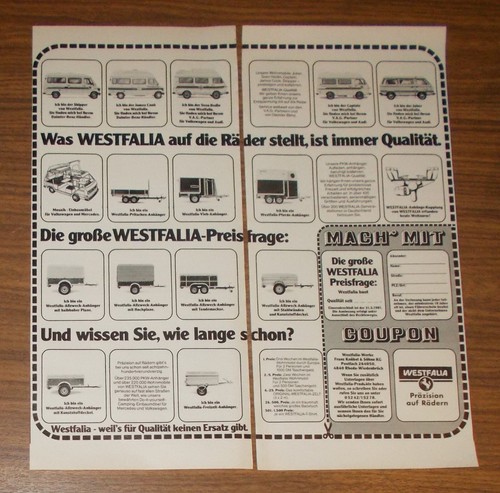Rare advertising westfalia - rare, vw